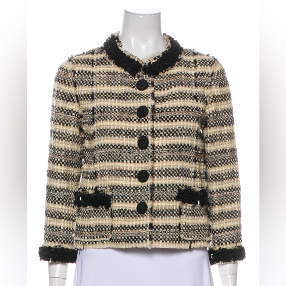 Marc Jacobs runway tweed wool jacket size 6 sequined details snap closure